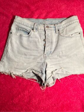Old Navy Light Wash High-Rise Frayed Hem Denim Shorts